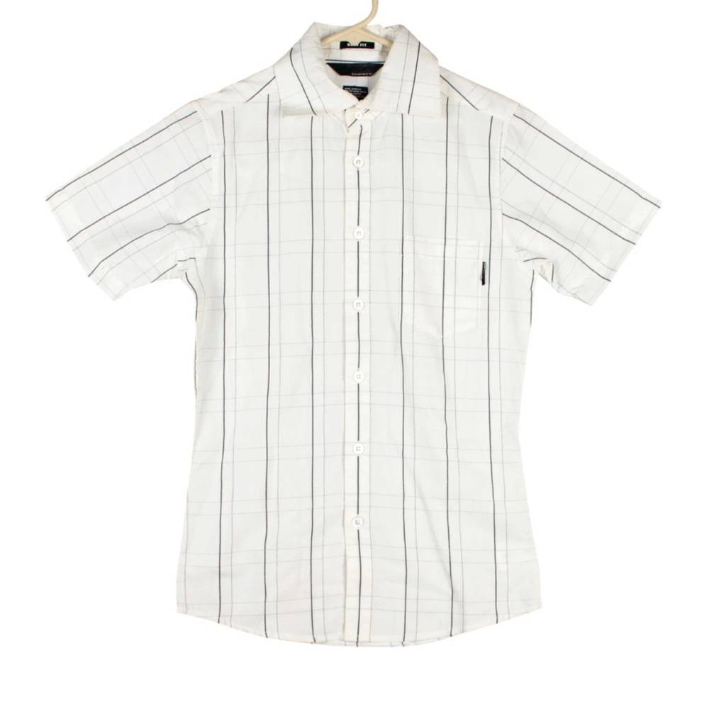 VTG Oakley Slim Fit Short Sleeve Button Up Shirt Womens XS White&Black Plaid NWT